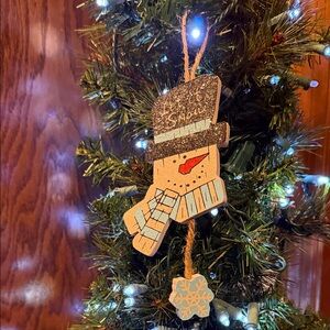 Festive Snowman Holiday Ornament - Black, White, Red